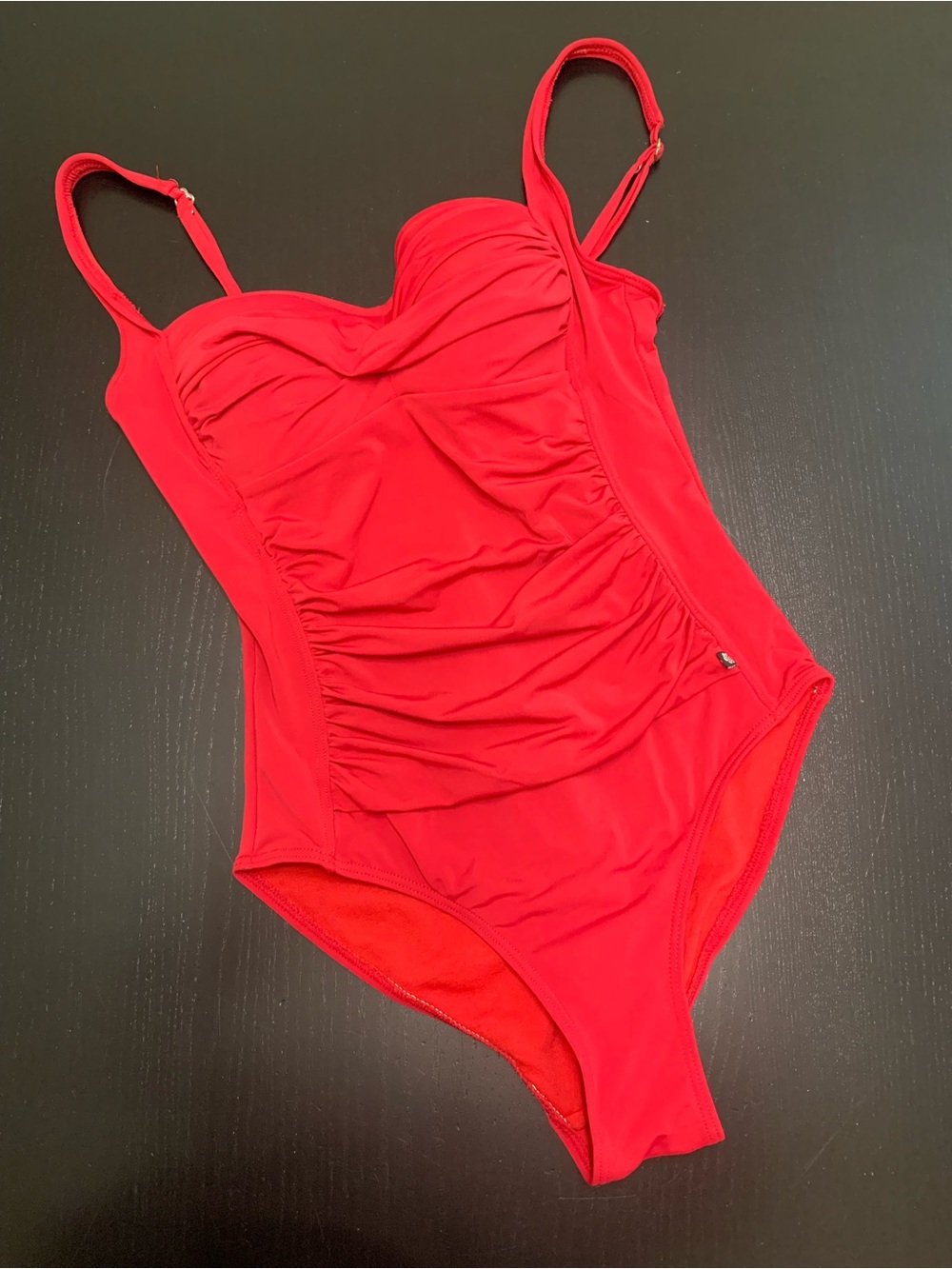 La Vie En Rose Aqua Medium Red Stretch One Piece Bathing Suit